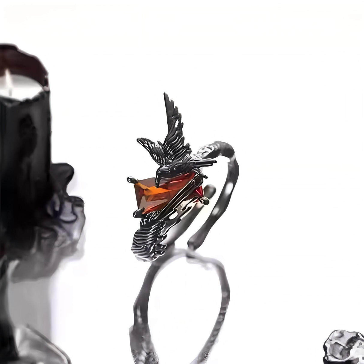 Dark Crow Sweet Cool Style Copper CZ Open Ring