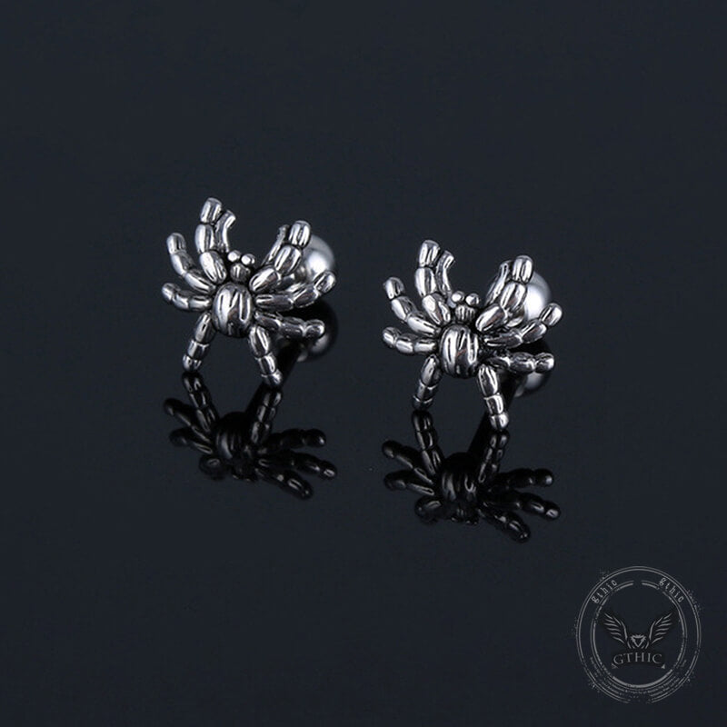 Pendientes de acero inoxidable con forma de araña oscura y aterradora