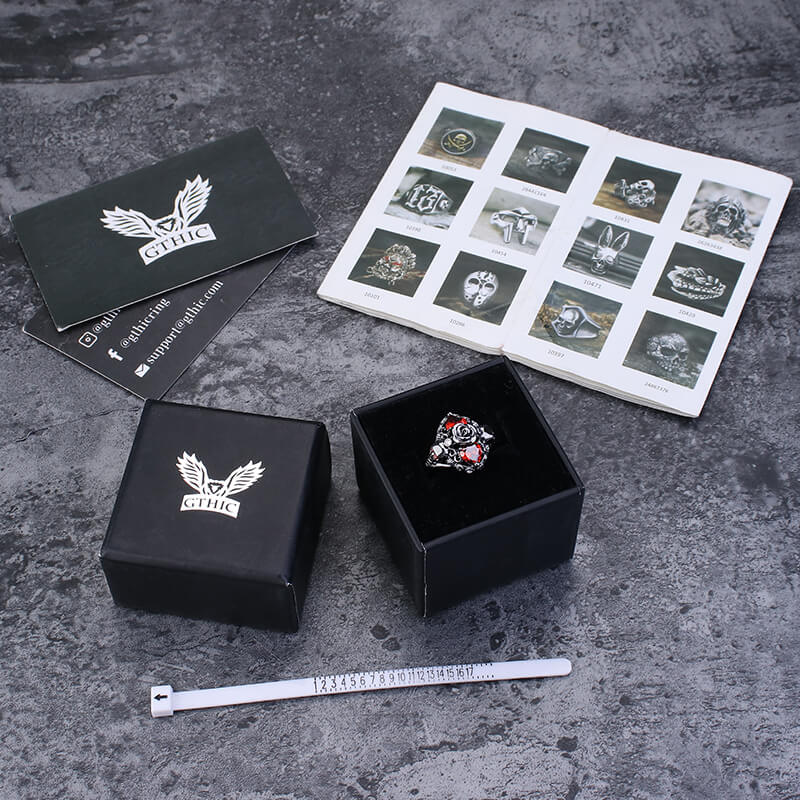 Dark Skull Zircon Brass Gothic Ring