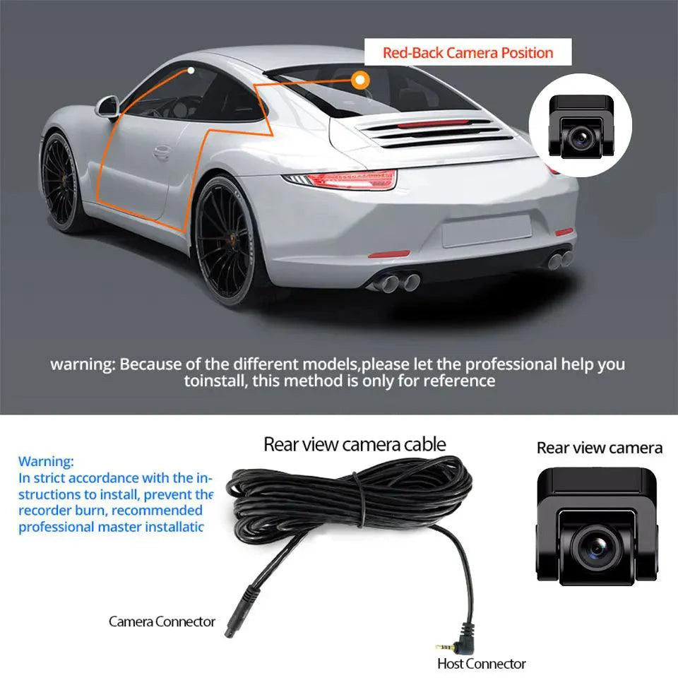 4K Dual Lens Dashboard Cam with Night Vision & GPS - Built-in Wi-Fi & Parking Mode