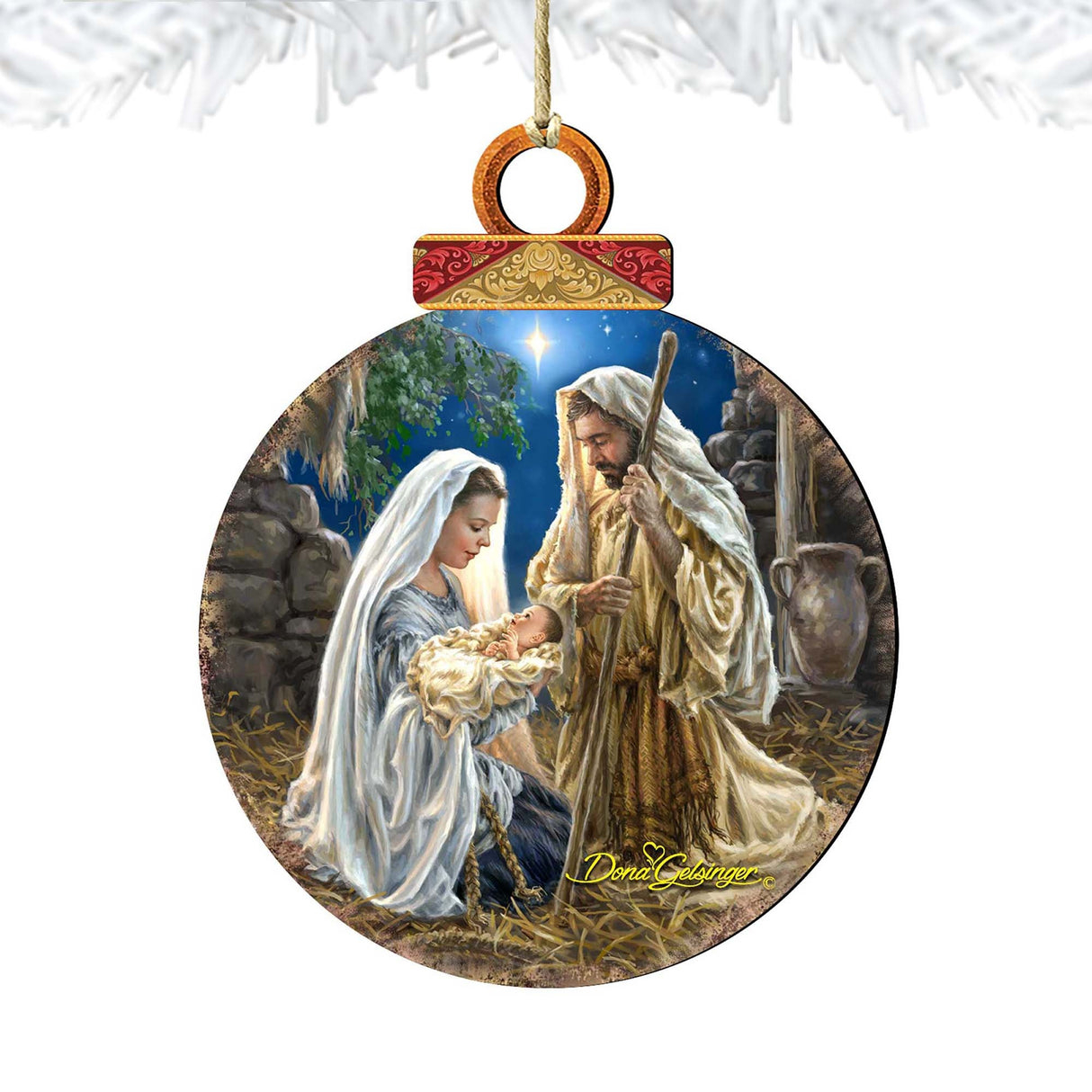 Adornos de madera con forma de bola de Gloria a Dios de Gelsinger - Decoración navideña - 8021010-1722