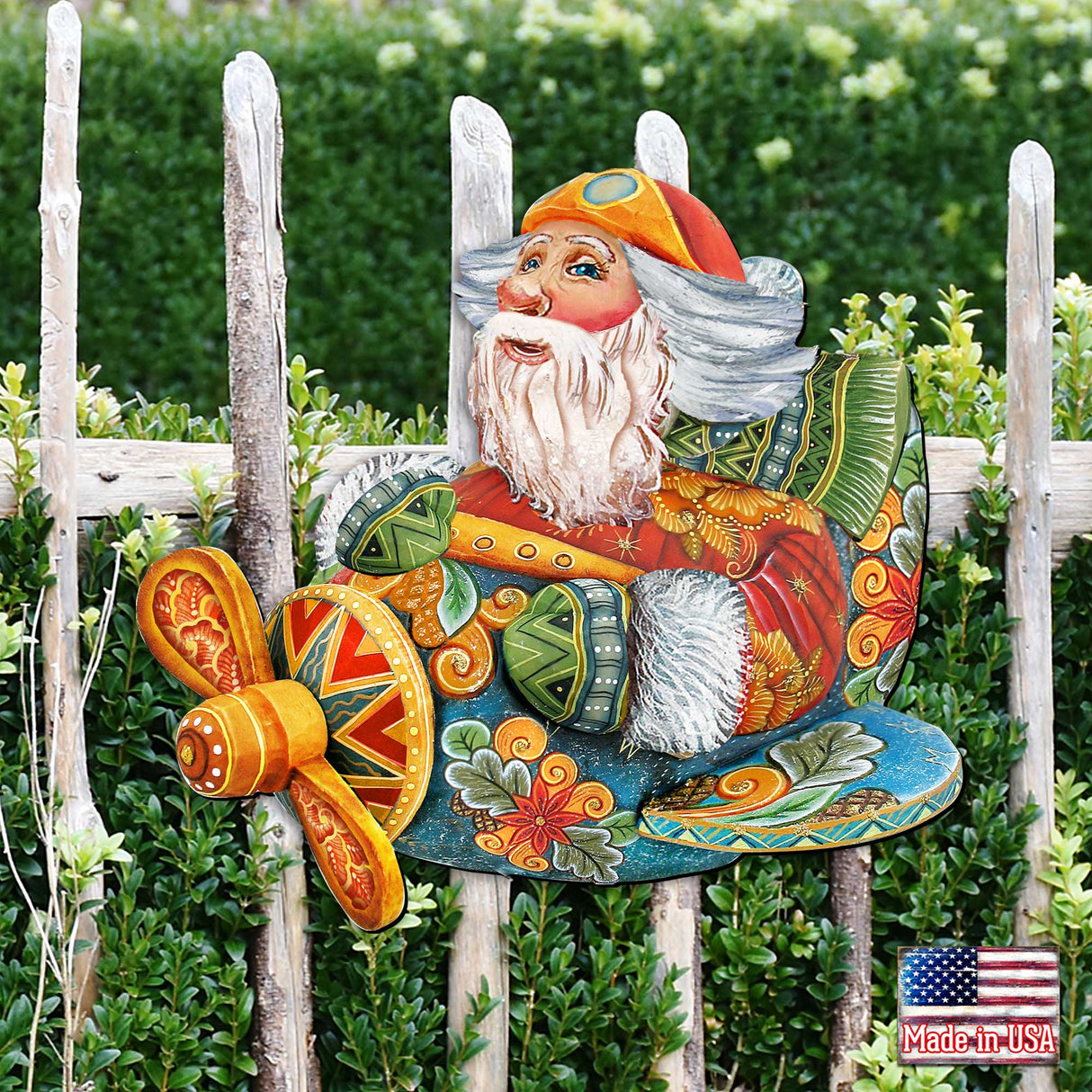 Decoración navideña de Papá Noel en el avión para puerta de G. DeBrekht - Decoración navideña de Papá Noel y muñeco de nieve - 8112030H