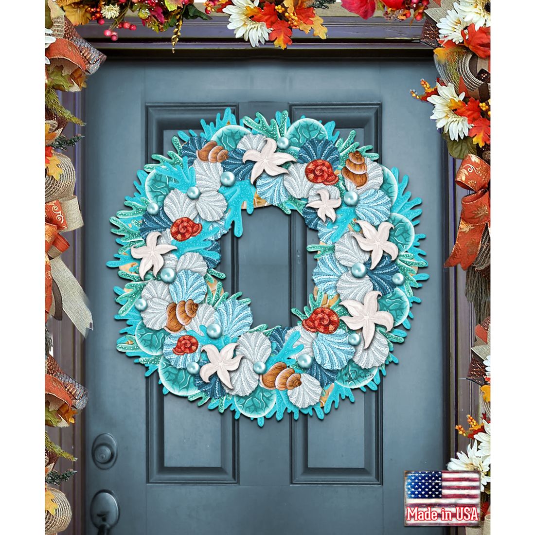 Coastal Holiday Door Wreath by G. DeBrekht - Coastal Holiday Decor - 8185306H