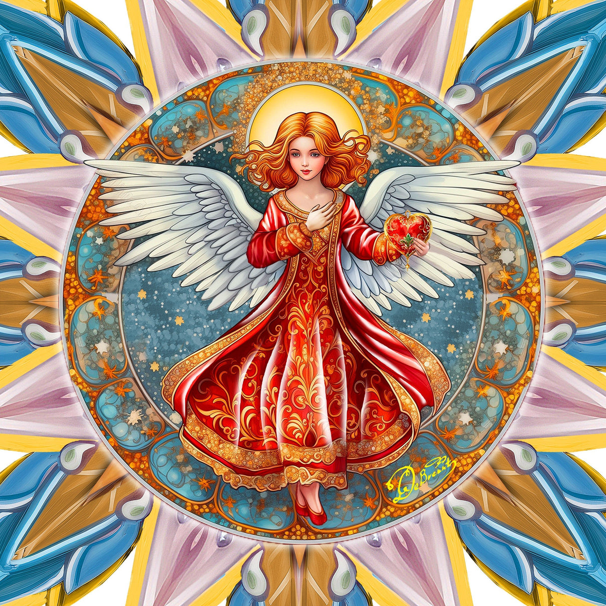 Ángel con amor, estrella de madera para la punta del árbol, de G. Debrekht - Decoración navideña - 89508