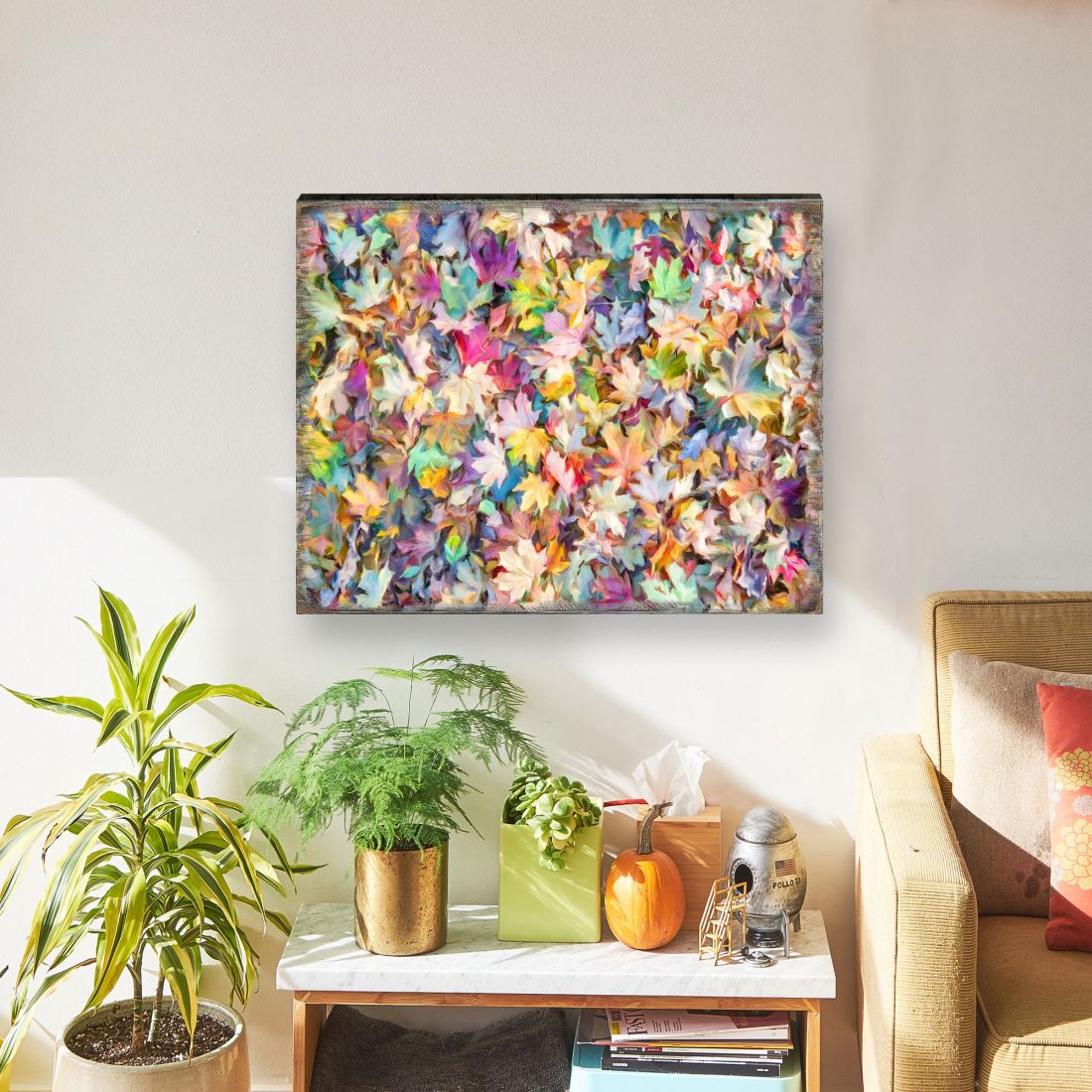 Colorful Leaves Art Wooden Wall Art by Nature Wonders - Nature Wildlife Decor - 95402B