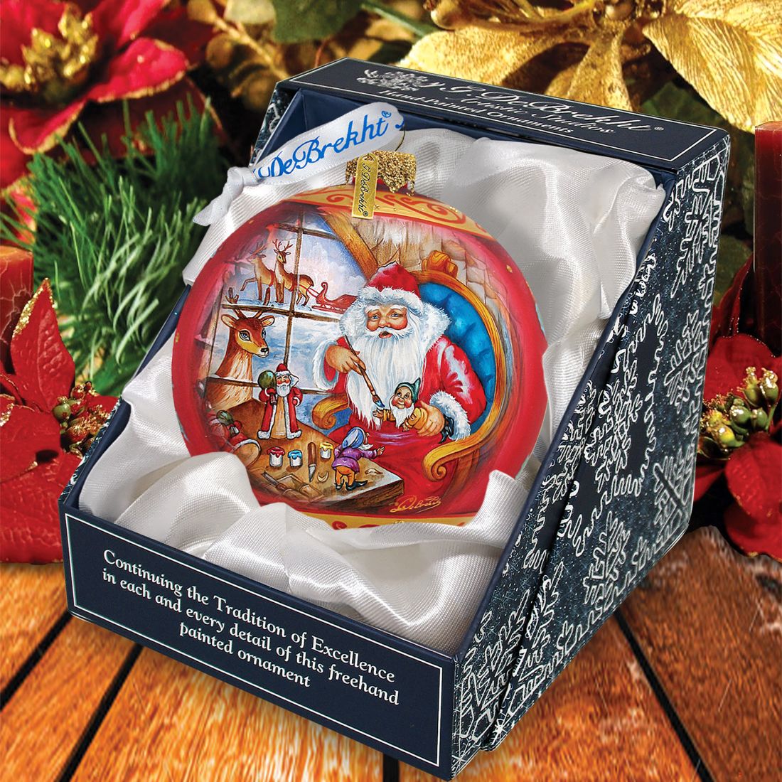 Adorno de bola de cristal para taller de Papá Noel de G. DeBrekht - Decoración navideña de muñeco de nieve de Papá Noel - 73611