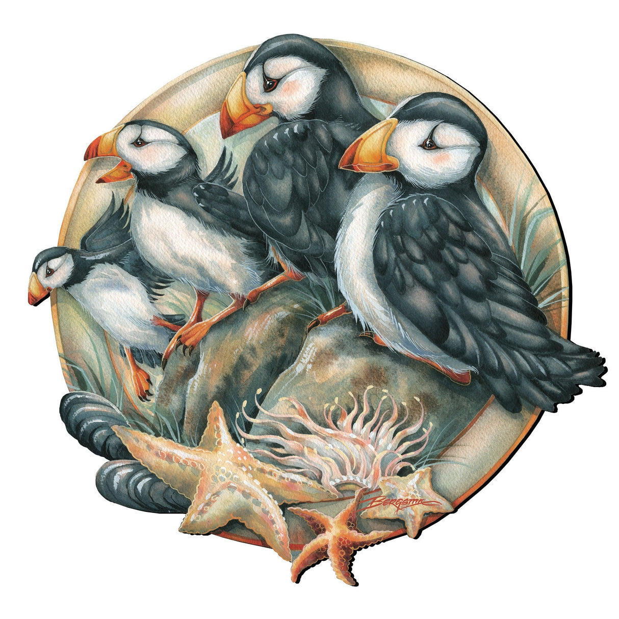 Send in the Clowns Puffins Wall Art by J. Bergsma - Wildlife Holiday Decor - 8591848W-JB