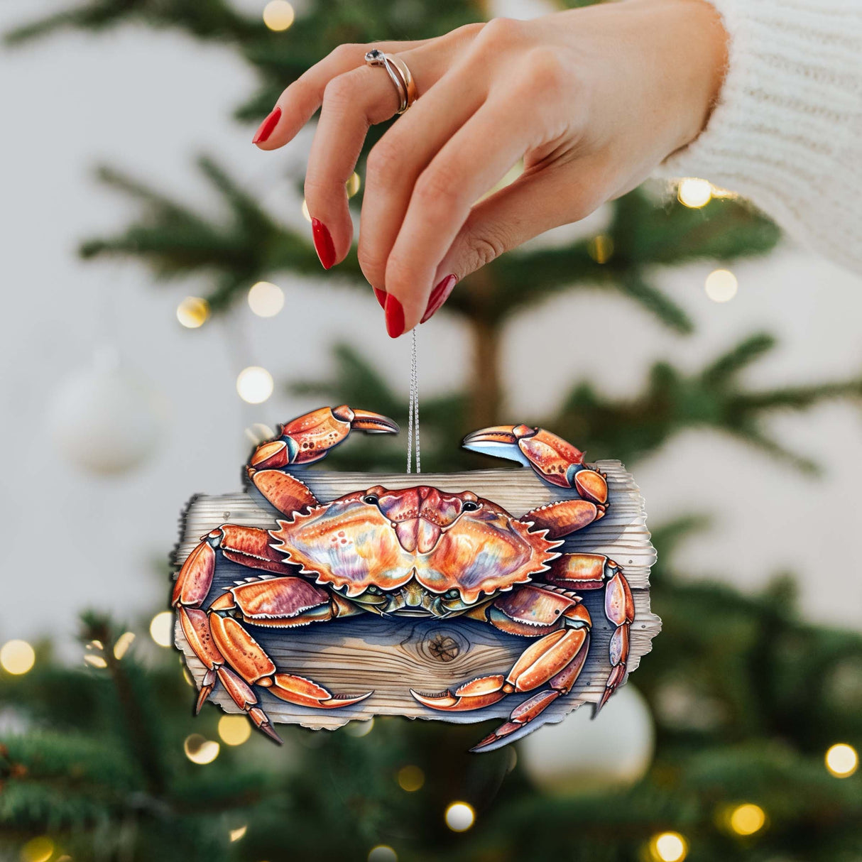 Adornos de madera de cangrejo de Alaska de G.Debrekht - Decoración navideña con temática de vida silvestre - 8710121-1