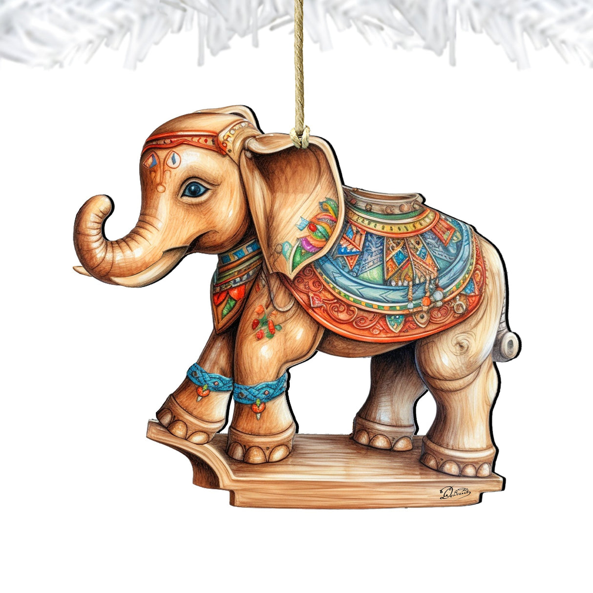 Carousel Elephant Wooden Ornaments by G. Debrekht - Christmas Decor - 8100192-1