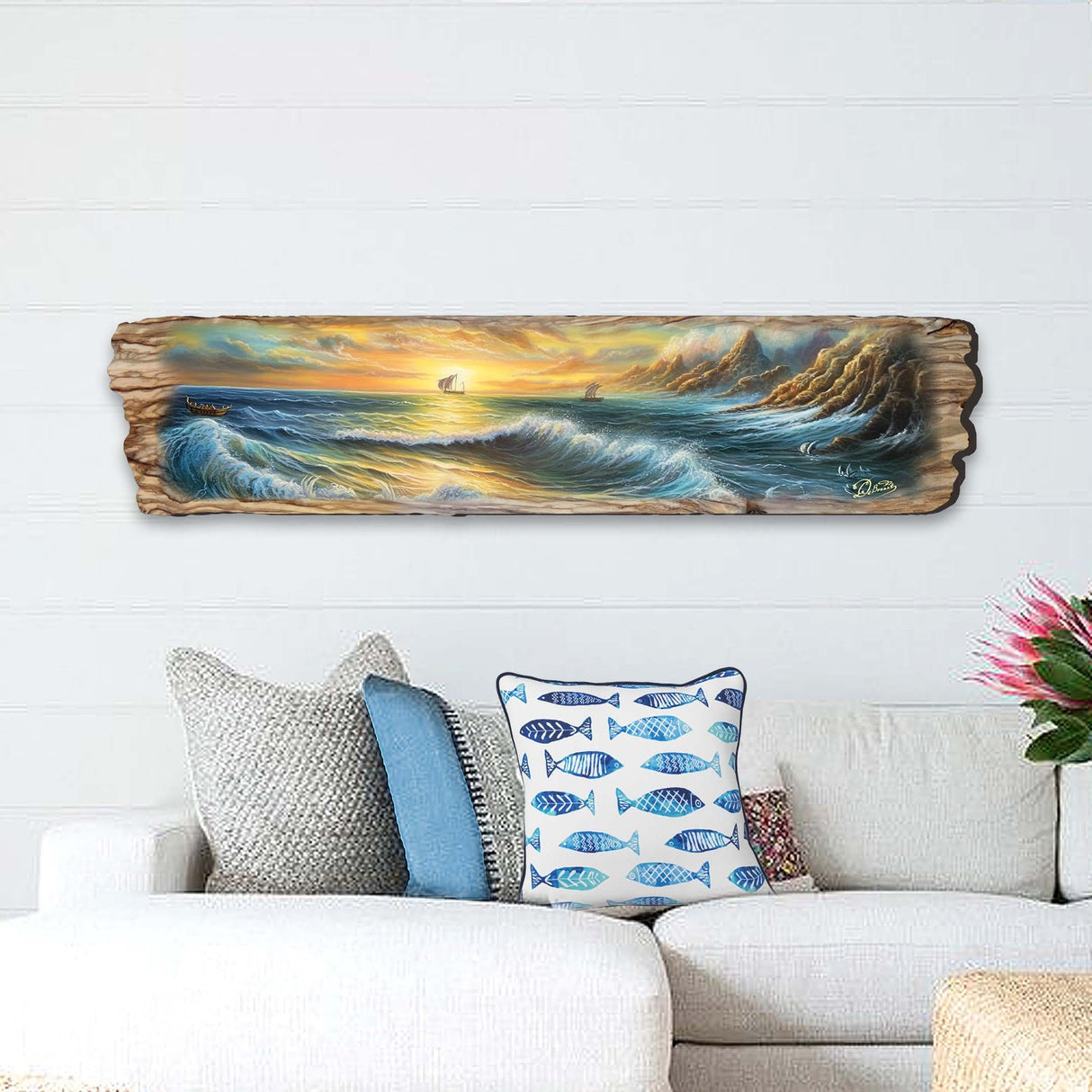 Wave Symphony Wooden Wall Art by G. DeBrekht Coastal Decor - 8491113W