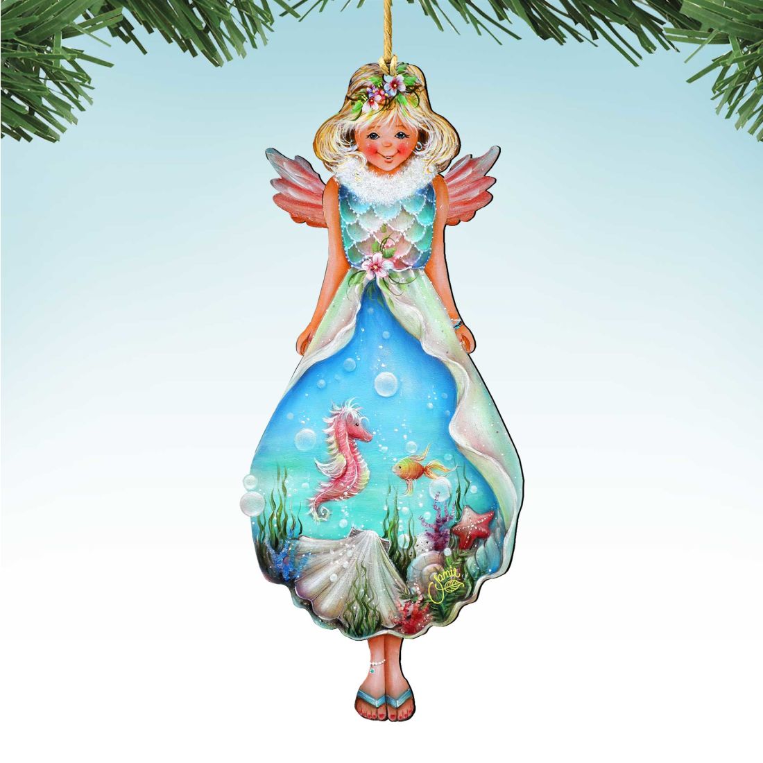Coastal Fairy Wooden Ornaments by Jamie Mills-Price - Coastal Holiday Decor - 8457901