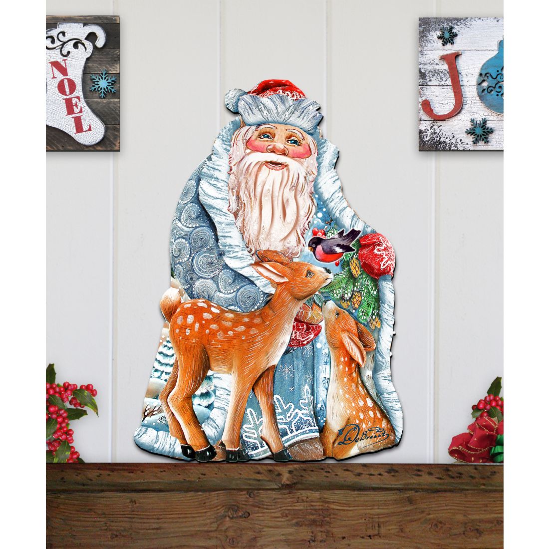 Decoración navideña para puerta "Tesoro invernal" de G. DeBrekht - Decoración navideña de Papá Noel y muñeco de nieve - 8114500H