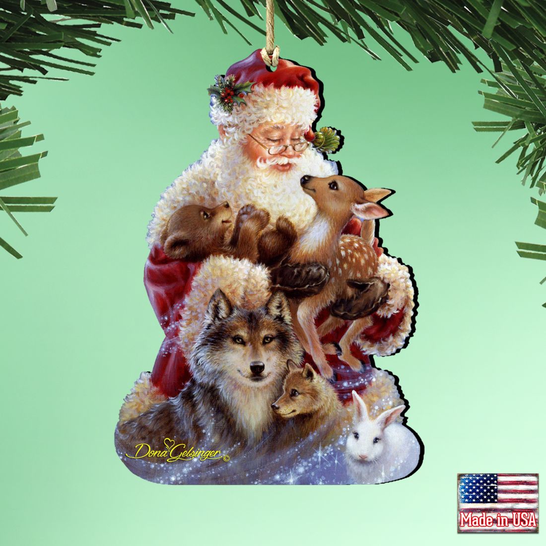 Adornos de madera de Santa Claus Little Friends de Gelsinger - Decoración navideña de muñeco de nieve de Santa Claus - 8161012-9914