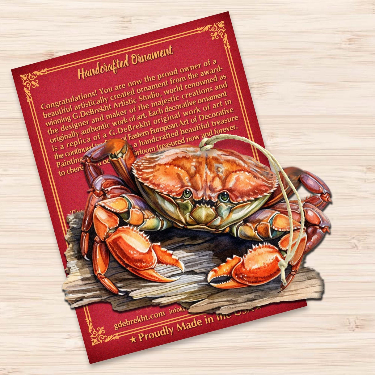 Adornos de madera con forma de cangrejo de Alaska de G.Debrekht - Decoración navideña con temática de vida silvestre - 8710121-2