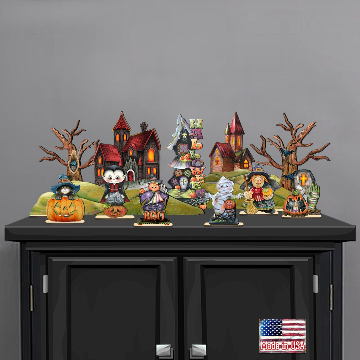 Halloween Village Set 14 by G. DeBrekht - Thanksgiving Halloween Decor - 852740-S14