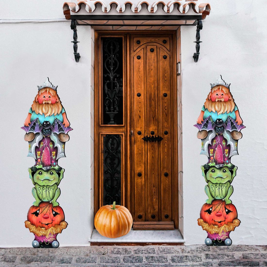 Scary Boo Halloween Set of 2 Outdoor Decor by Jamie Mills-Price - Thanksgiving Halloween Decor - 8457413F