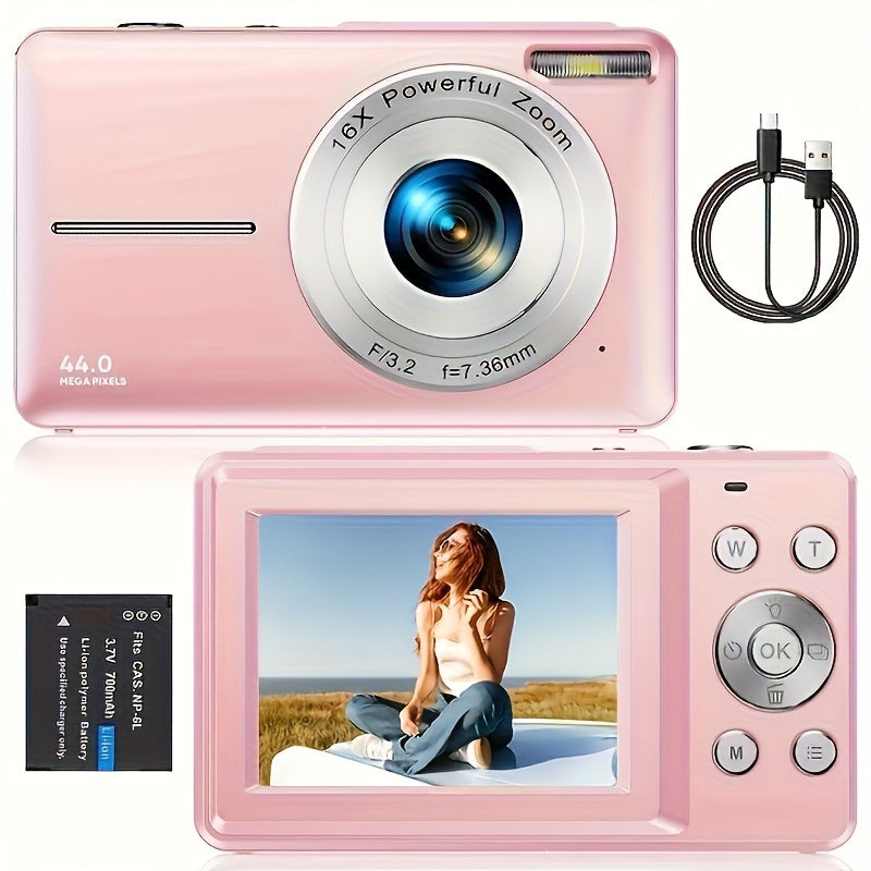 Digital Camera, 1080P FHD Camera 44MP Point And Shoot Digital Camera, 16X Zoom Compact Portable Point Shoot Camera Suitable For Thanksgiving Christmas And New Year Gifts