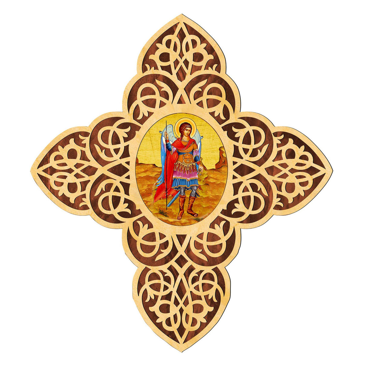 St. Michael the Archangel Filigree Wooden Cross by Museum Icons - Inspirational Icon Decor - 88422