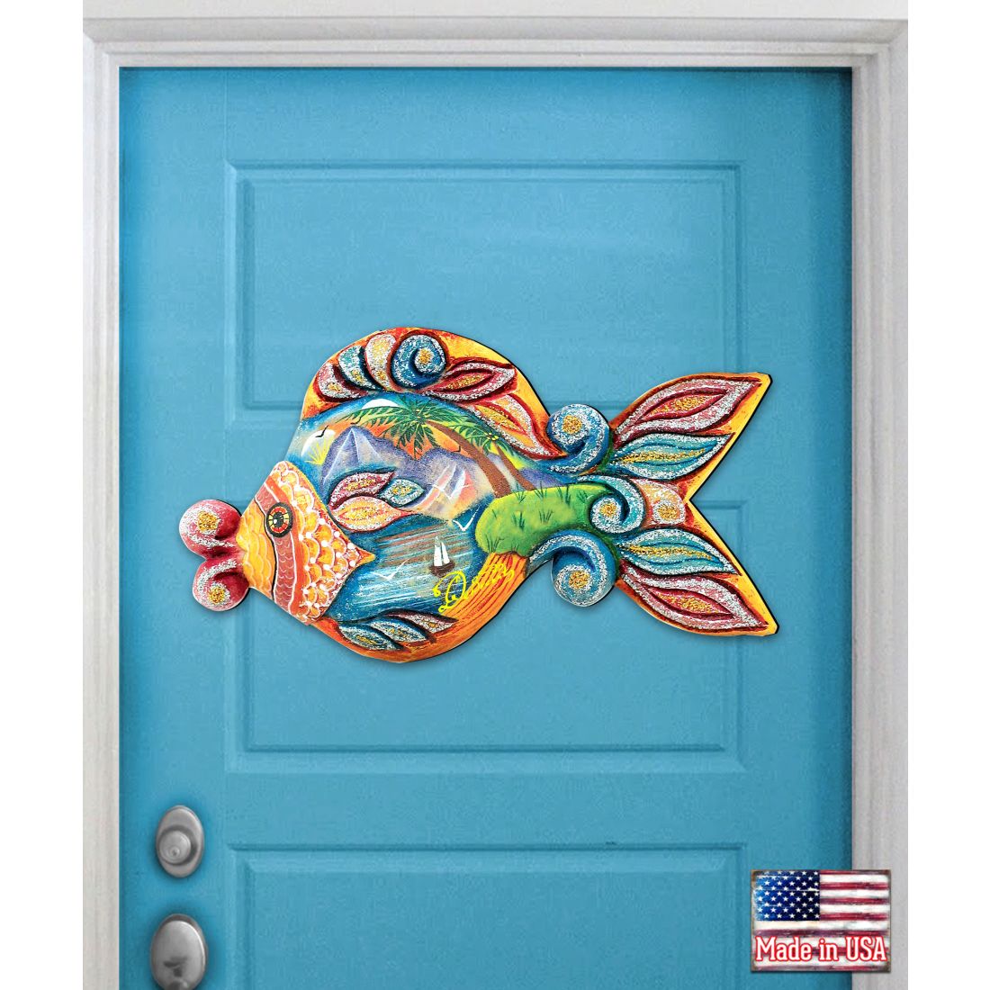 Paradise Fish Beach House Door Decor by G. DeBrekht - Coastal Holiday Decor - 8126161H