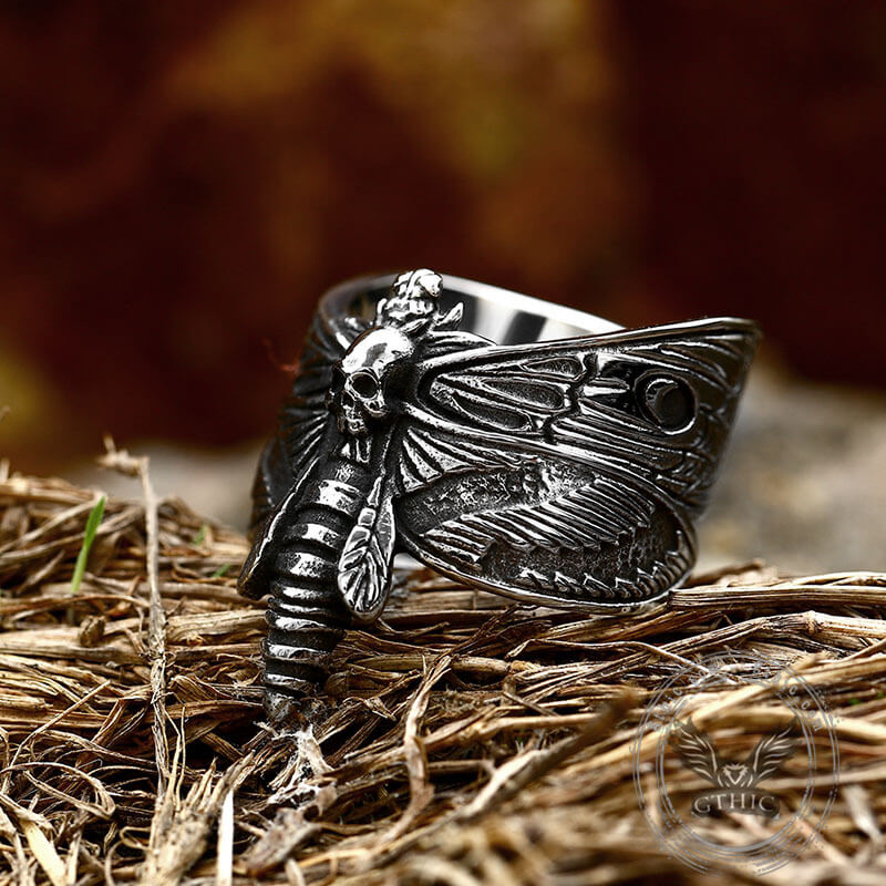 Death Head Moth Stainless Steel Skull Ring