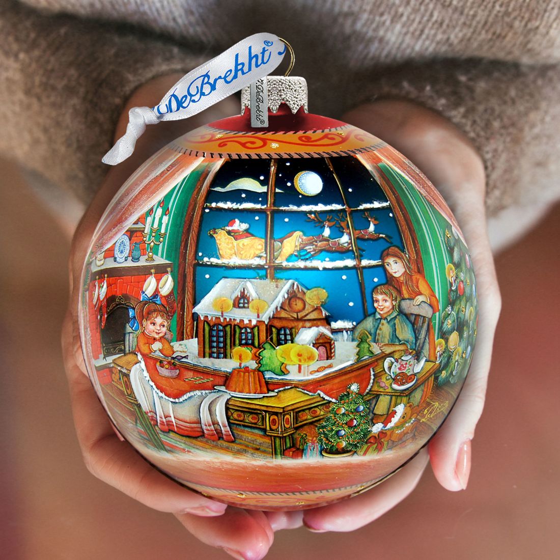 Christmas Arrival Up-Up and Away Glass Ornament Limited Edition by G. DeBrekht - Christmas Santa Snowman Decor - 73857