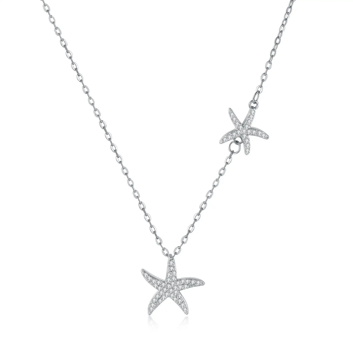 Double Starfish Full Diamond Necklace Female Fashion Special-interest - Lootquake