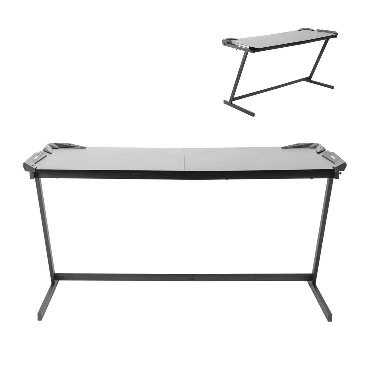 Z Shaped Large Computer Table PC Gaming Desk with RGB LED Light Home Furniture Gaming Supplies - Lootquake