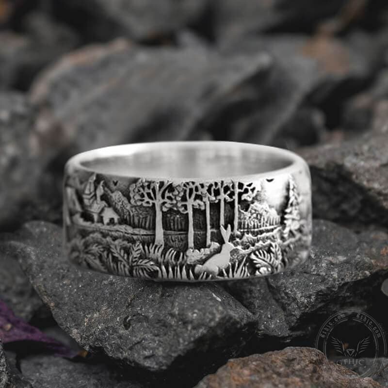 Detailed Pastoral Patterns Alloy Embossed Ring