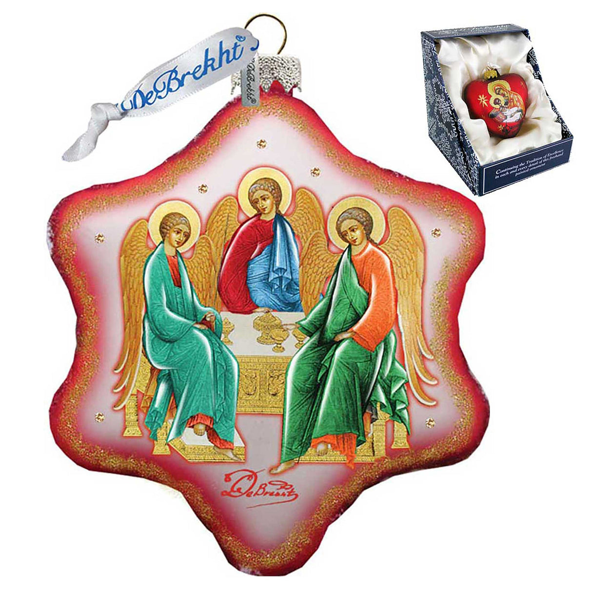 Trinity Nativity Snowflake Glass Ornament by G. DeBrekht - Nativity Holiday Decor - 754-034