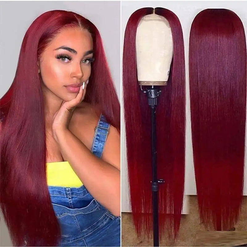 Full Headgear Long Straight Front Lace Wig Smooth Hair - Lootquake