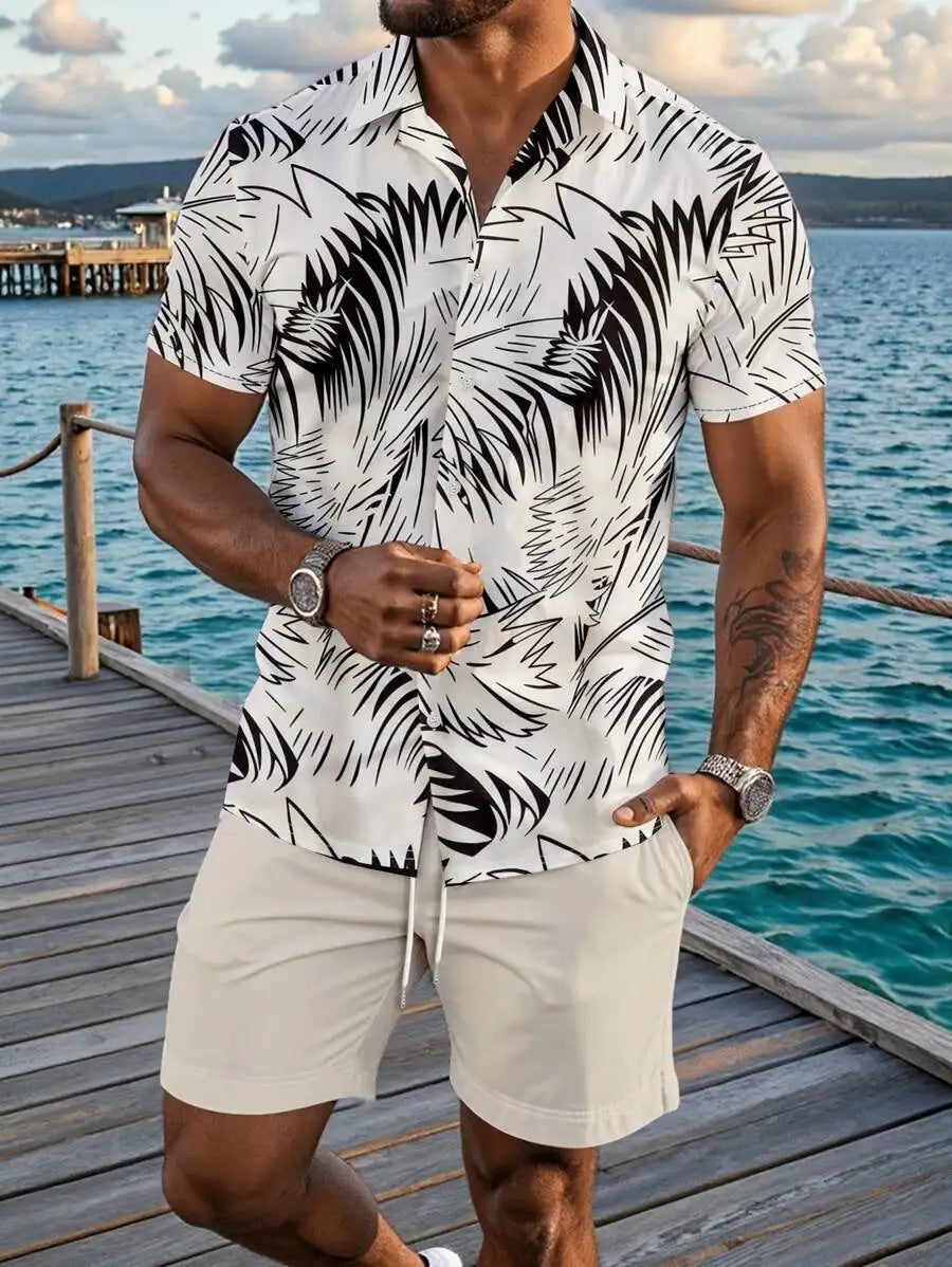 3D Digital Printing Men's Casual Loose Shirt Shorts - Lootquake