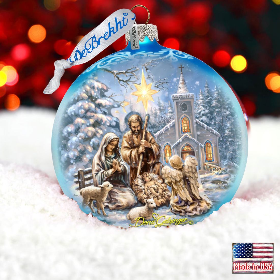 Nativity at the Chapel Glass Ornament Limited Edition by D. Gelsinger - Nativity Holiday Decor - 73895-1606