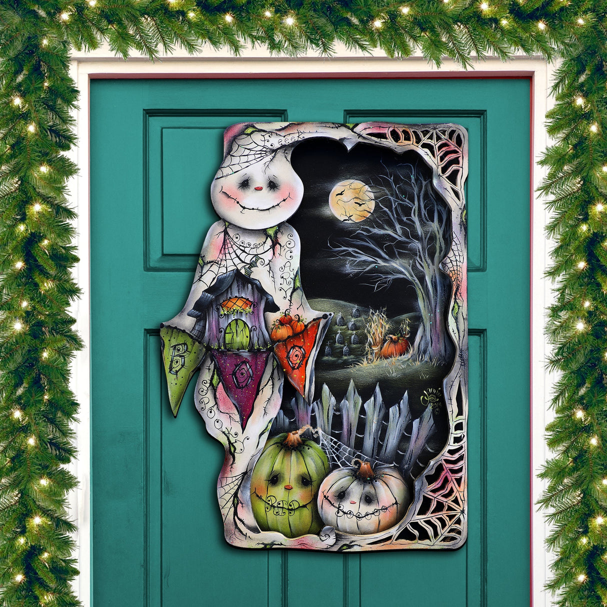Night of the Pumpkins Holiday Door Decor by Jamie Mills-Price - Halloween Decor - 8611078H-MP