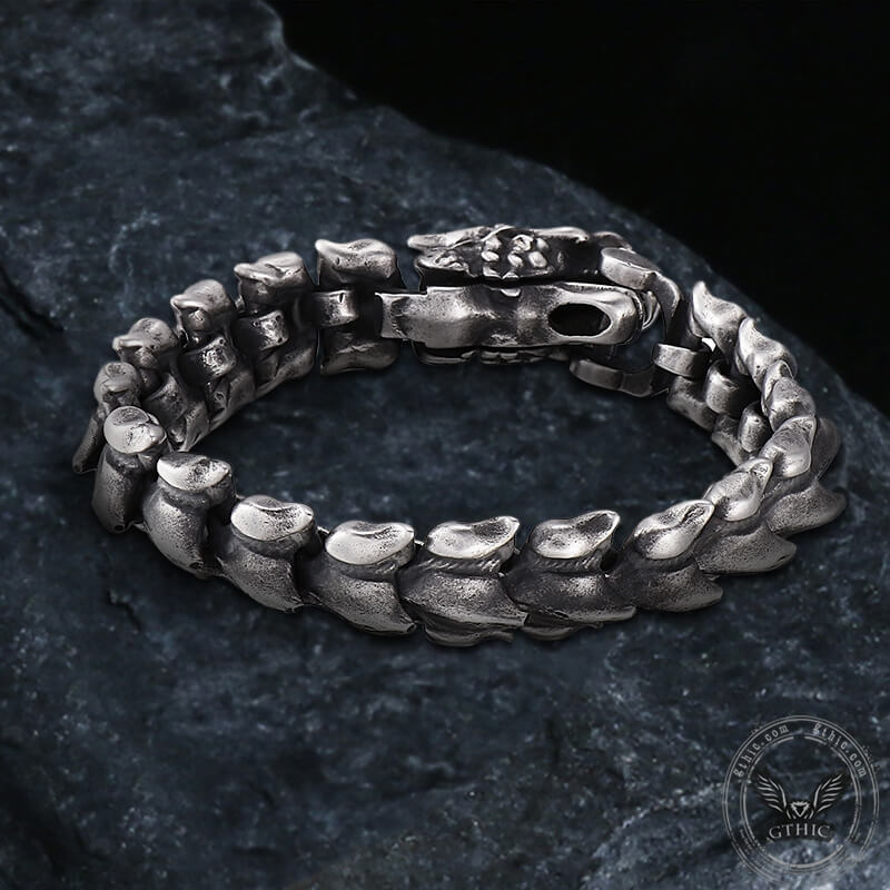 Pulsera de acero inoxidable con diseño de dragón dominante para hombre