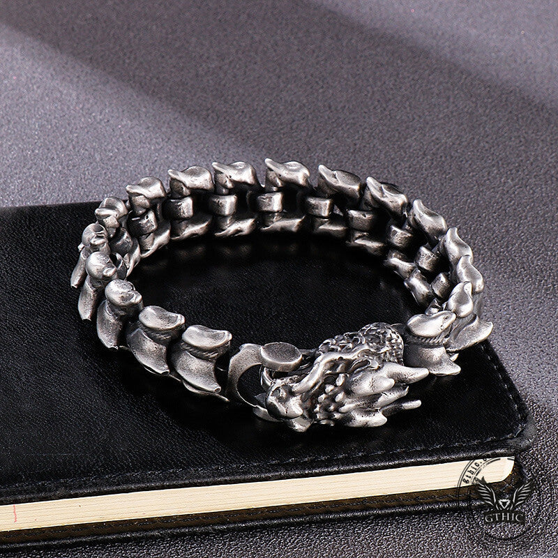 Pulsera de acero inoxidable con diseño de dragón dominante para hombre