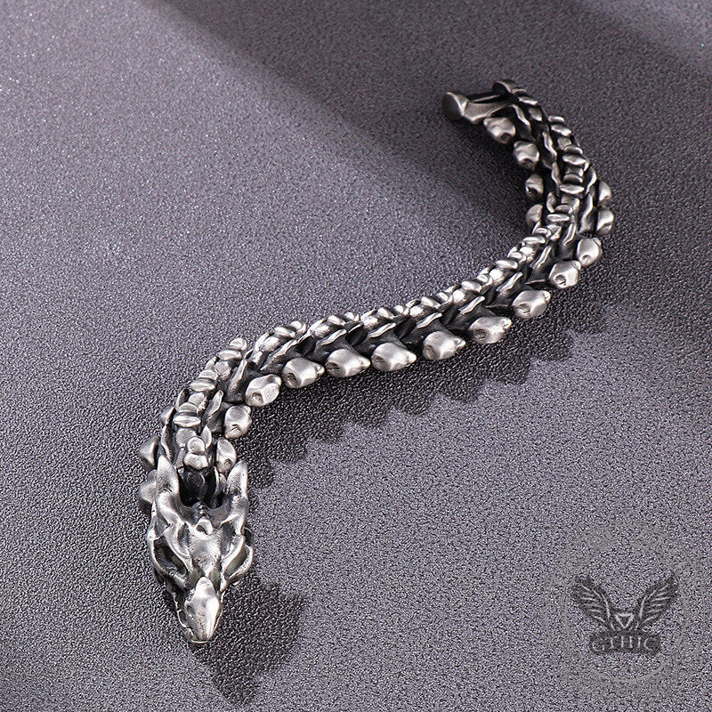 Pulsera de acero inoxidable con diseño de dragón dominante para hombre