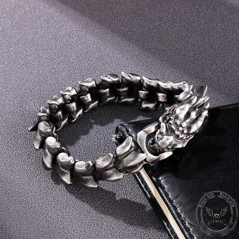 Pulsera de acero inoxidable con diseño de dragón dominante para hombre