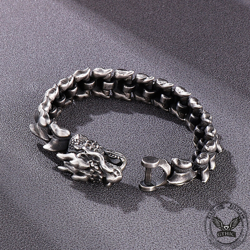 Pulsera de acero inoxidable con diseño de dragón dominante para hombre