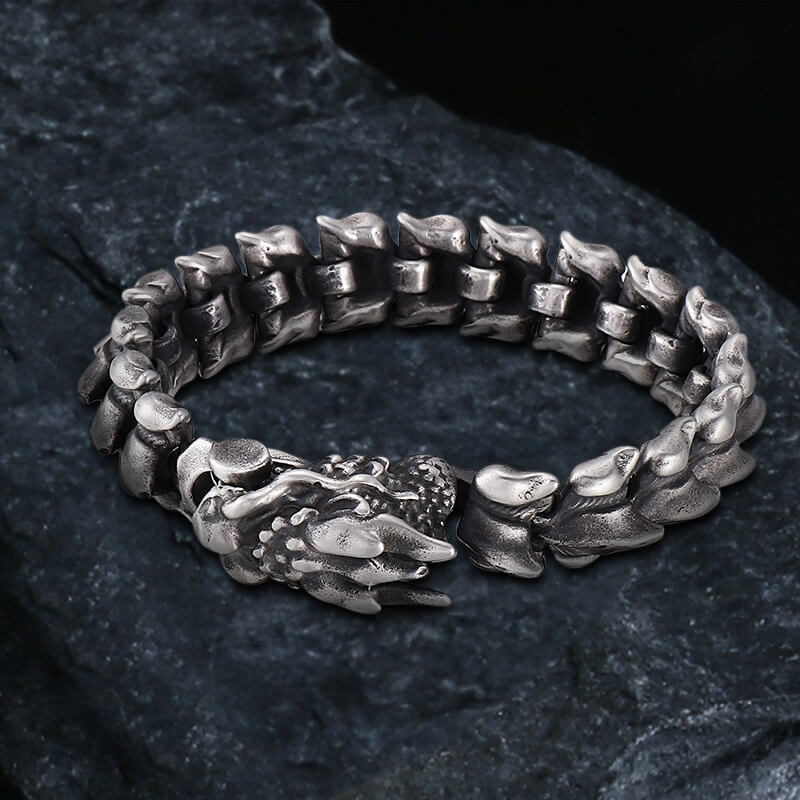Pulsera de acero inoxidable con diseño de dragón dominante para hombre