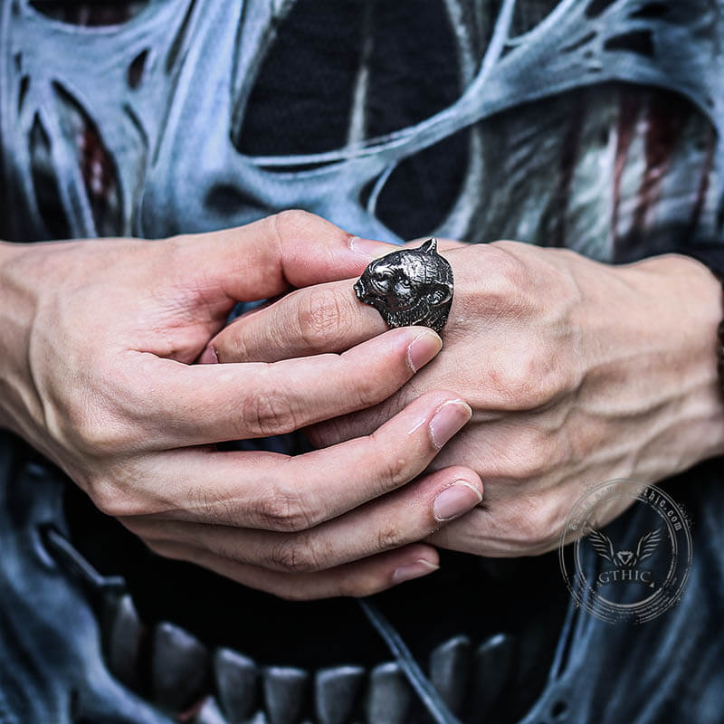 Domineering Tiger Head Stainless Steel Animal Ring