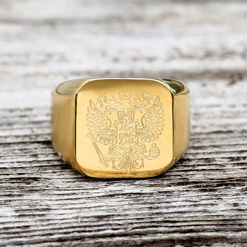Double-Headed Eagle Stainless Steel Coat of Arms Ring