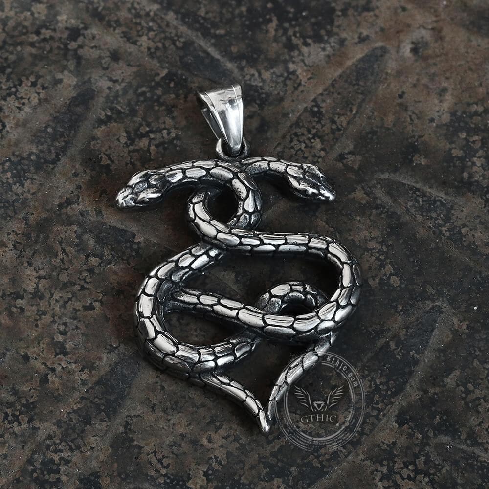 Double-Snake Winding Stainless Steel Pendant