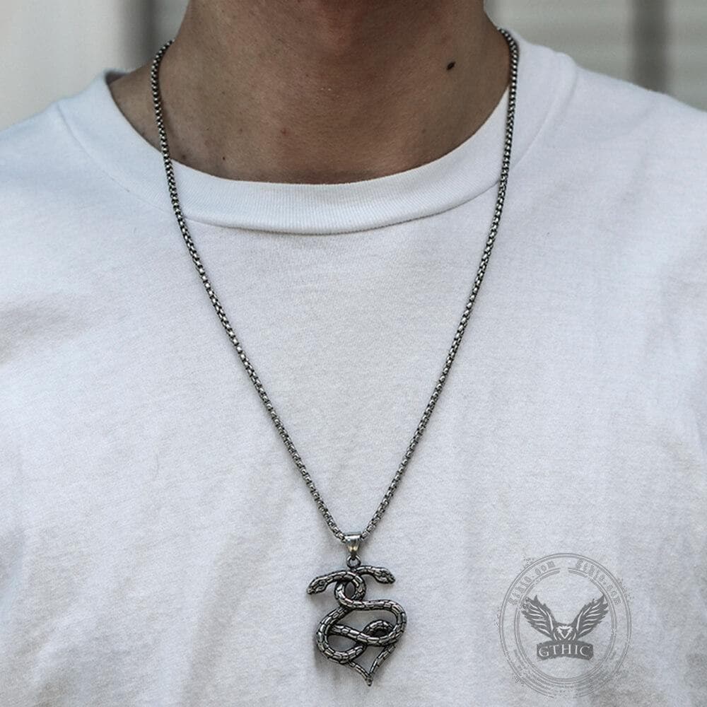 Double-Snake Winding Stainless Steel Pendant