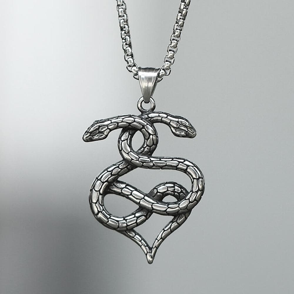 Double-Snake Winding Stainless Steel Pendant