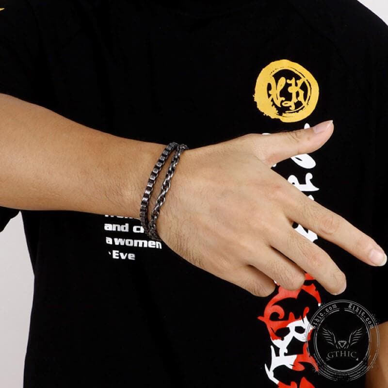 Pulsera de acero inoxidable con cadenas dobles