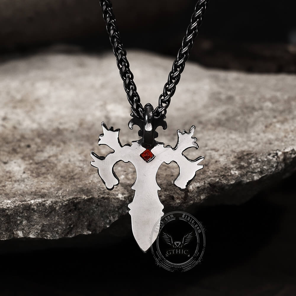 Double Dragon Cross Stainless Steel Pendant