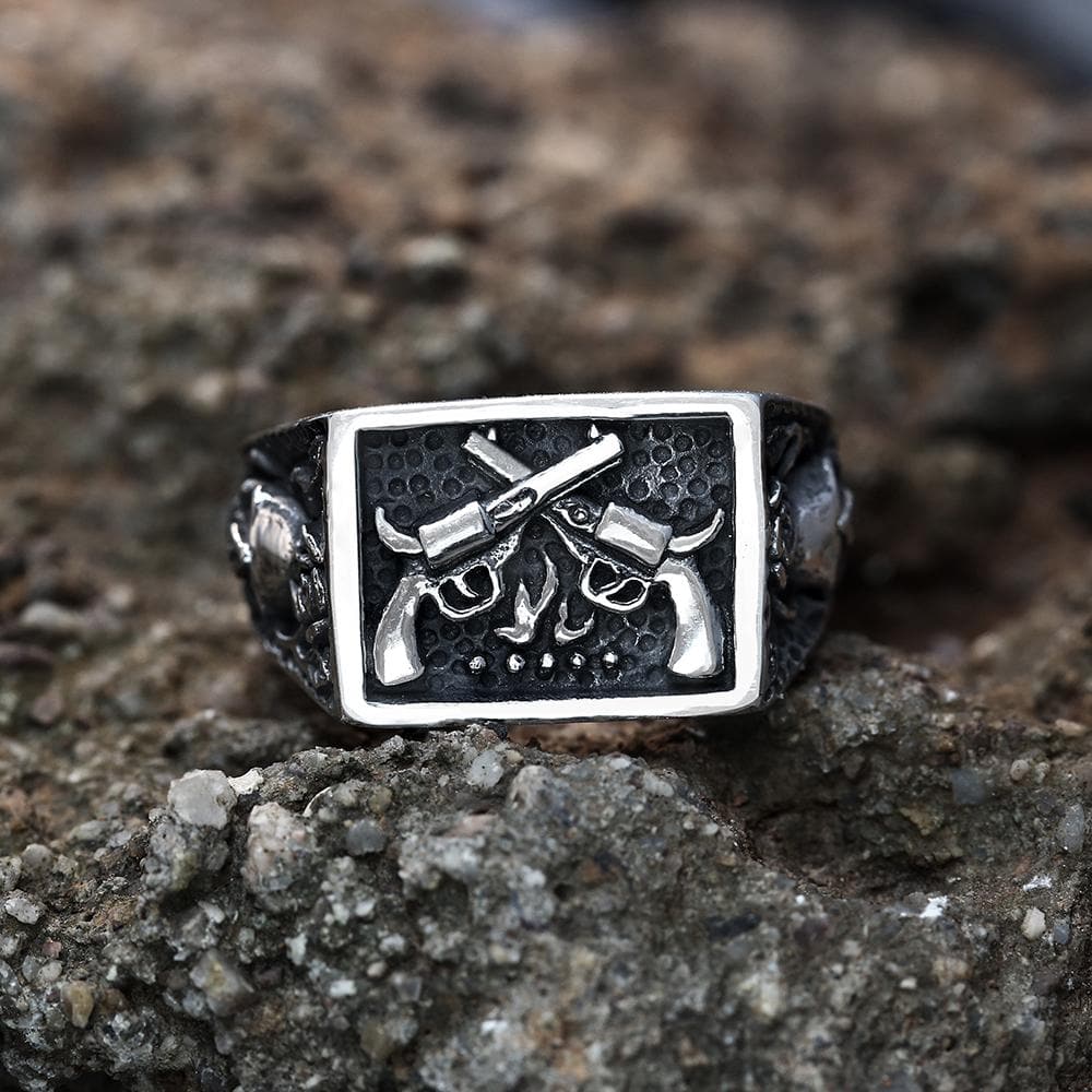 Double Guns Stainless Steel Ring