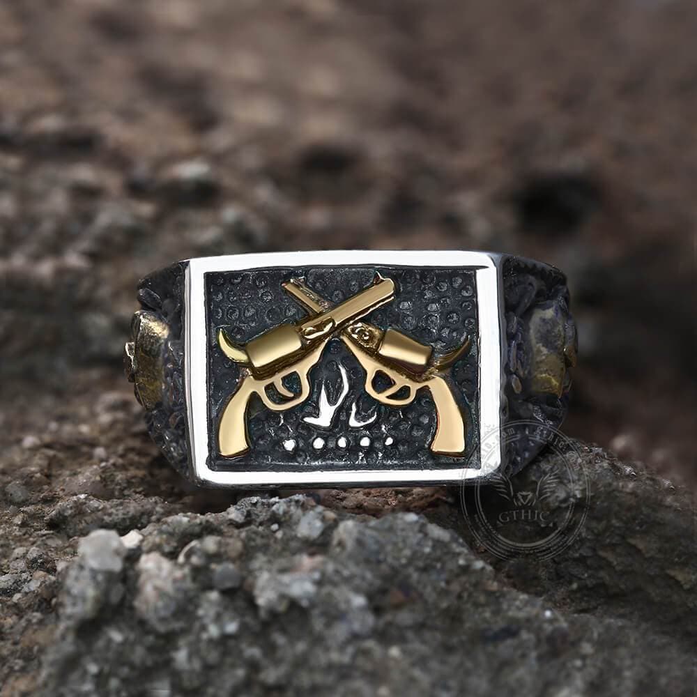 Double Guns Stainless Steel Ring