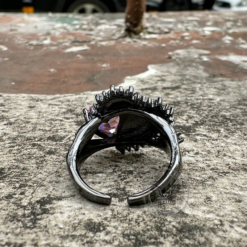 Double Hearts Alloy Open Ring