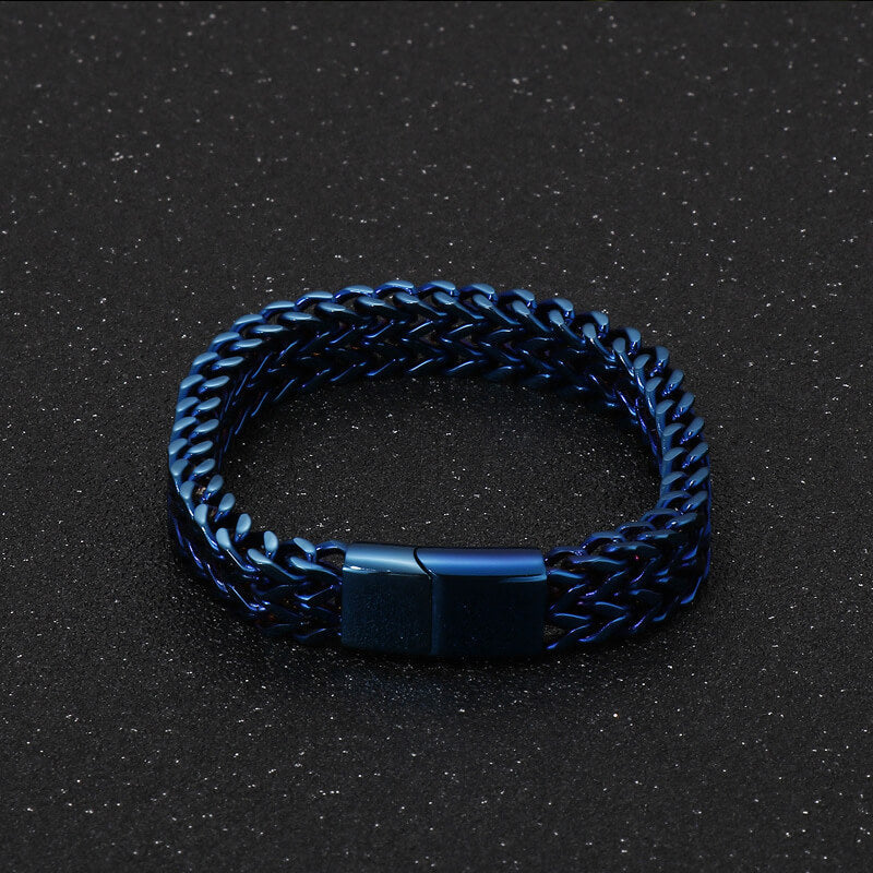 Double Layer Braided Keel Stainless Steel Bracelet
